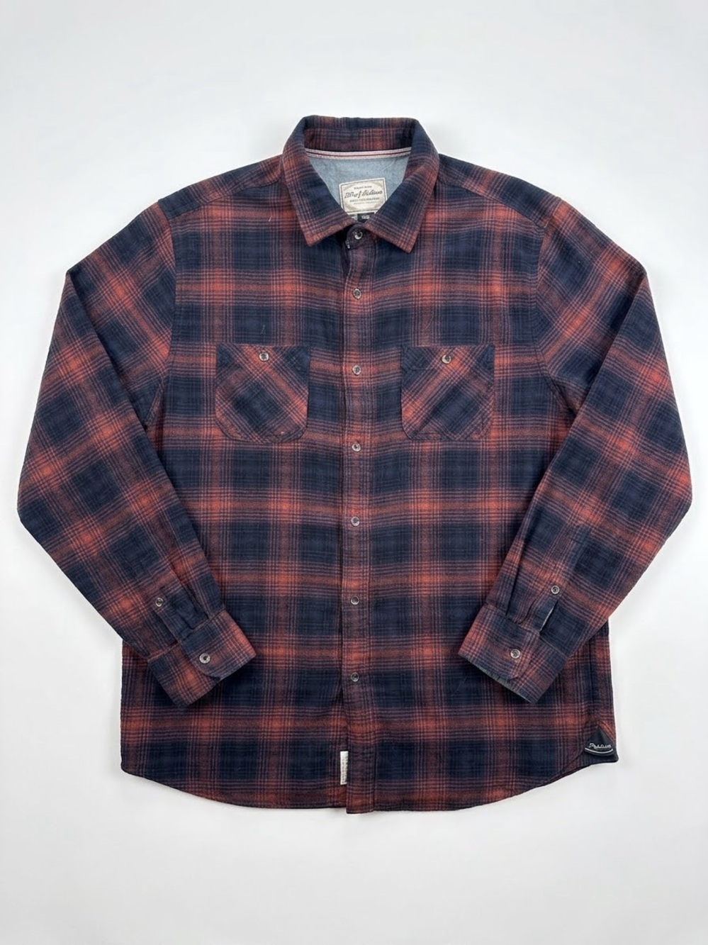 Flag & Anthem Men's Red & Navy Plaid Casual Button-Down Shirt